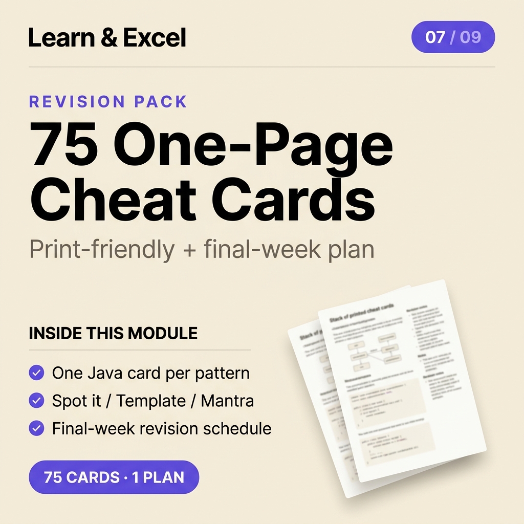 Module 07 — Last-Week Revision Pack (interview week) — deliverable card showing what's inside