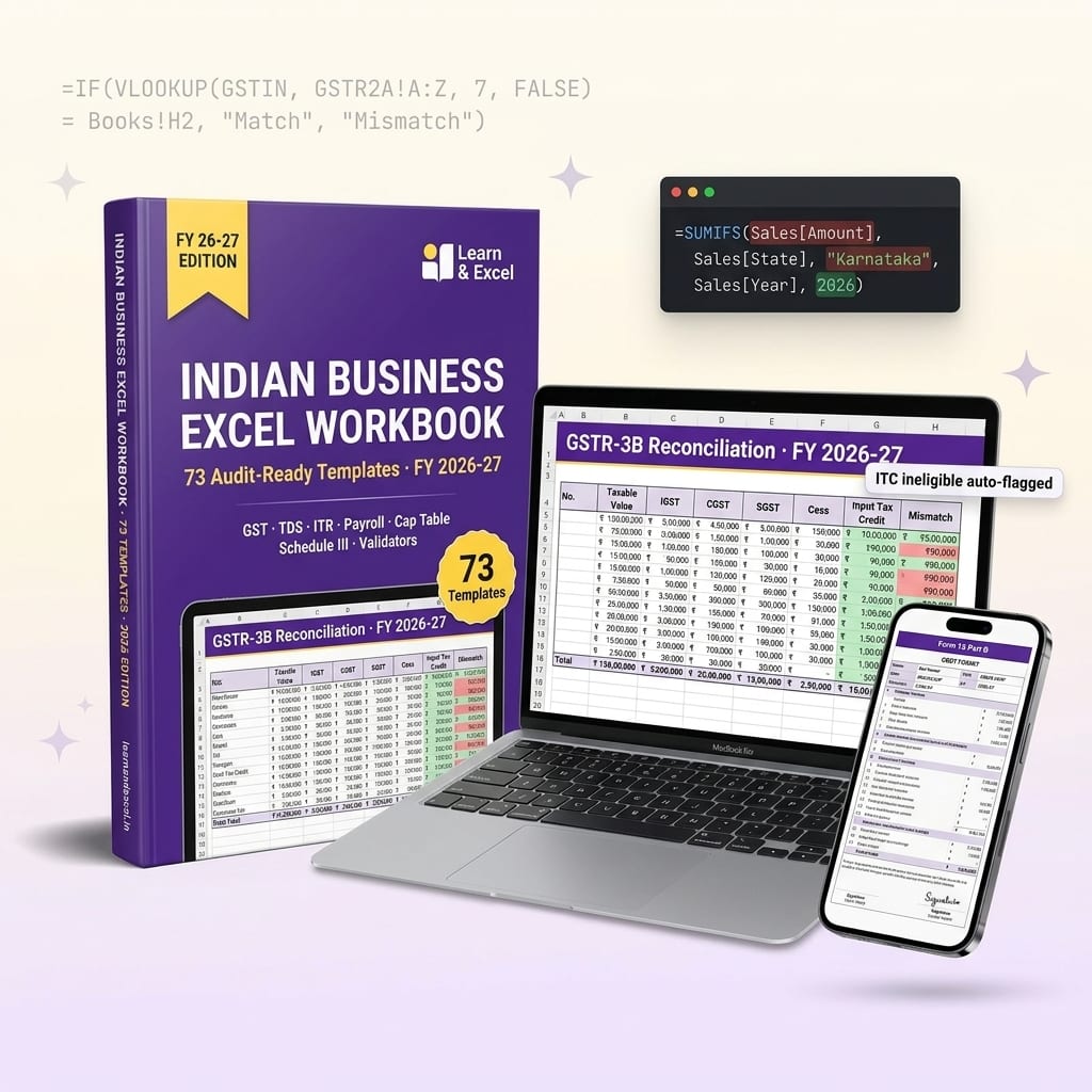 Indian Business Excel Workbook — 73 audit-ready Excel templates, FY 2026-27 edition