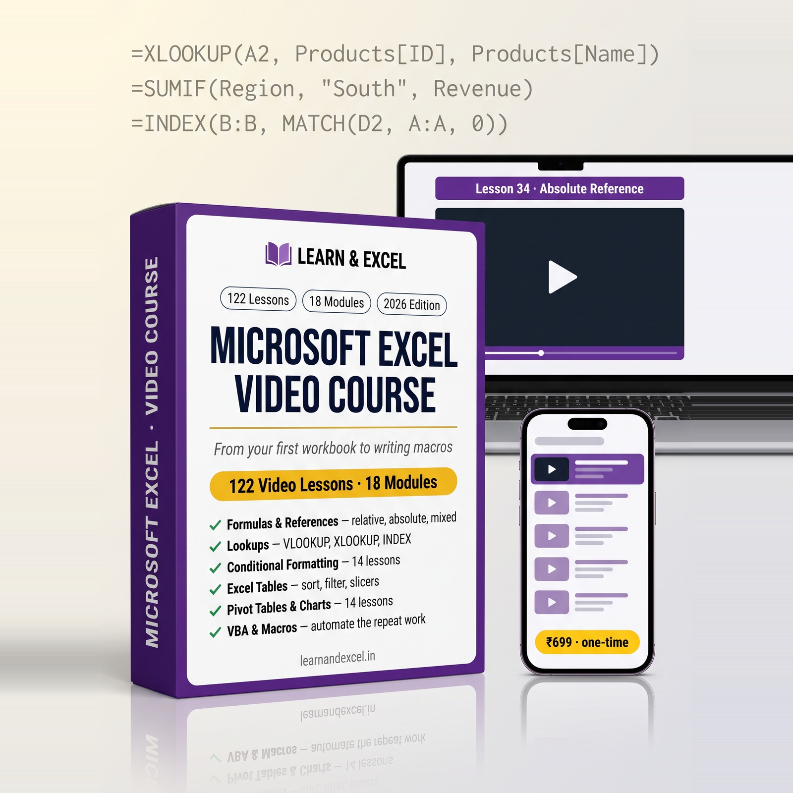 Microsoft Excel — Video Course product render