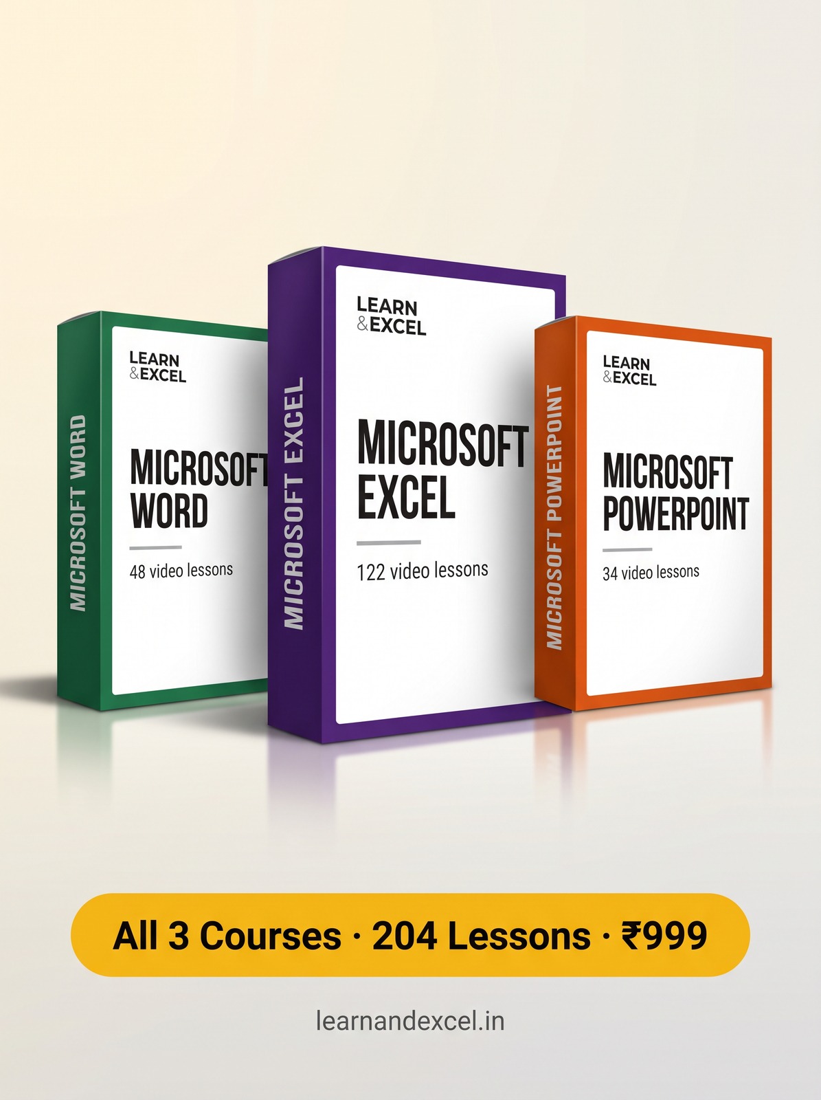 Excel, Word and PowerPoint video courses — 204 lessons