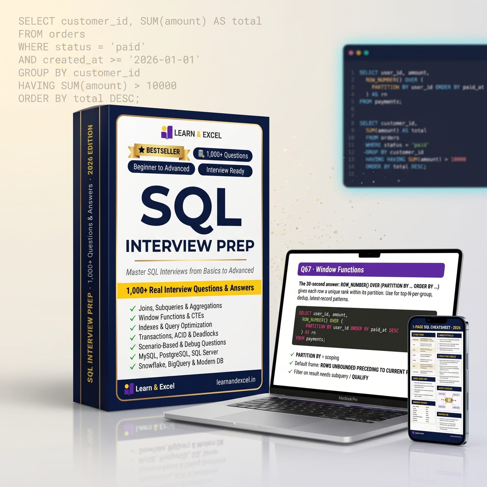 SQL Interview Prep — 1,000+ Q&A cover