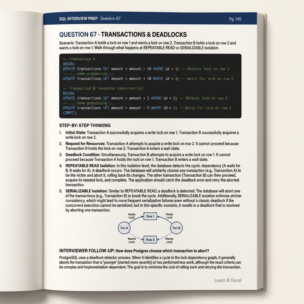 SQL Question 67 — Transactions & Deadlocks