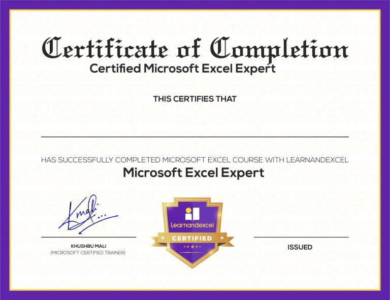 microsoft excel courses and certification